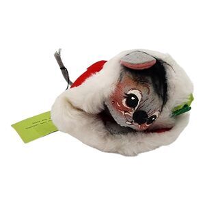 Vintage 1980 Annalee Christmas Mouse Red Santa Hat Grey Felt Doll NWT 1965 Tag